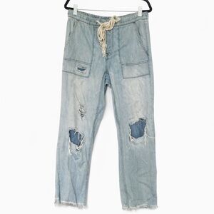 Free People Light Blue Distressed Ankle Jeans